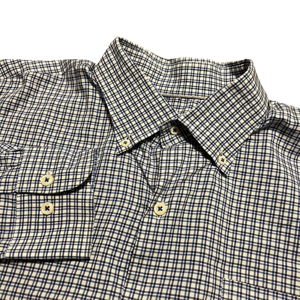 Peter Millar Mens XL Gingham Check Button Down Long Sleeve Shirt Silk Cotton